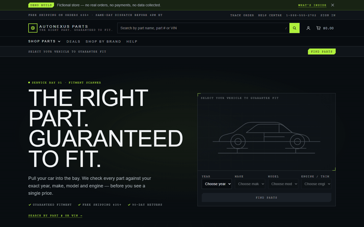 Aftermarket auto parts online store demo for the US market